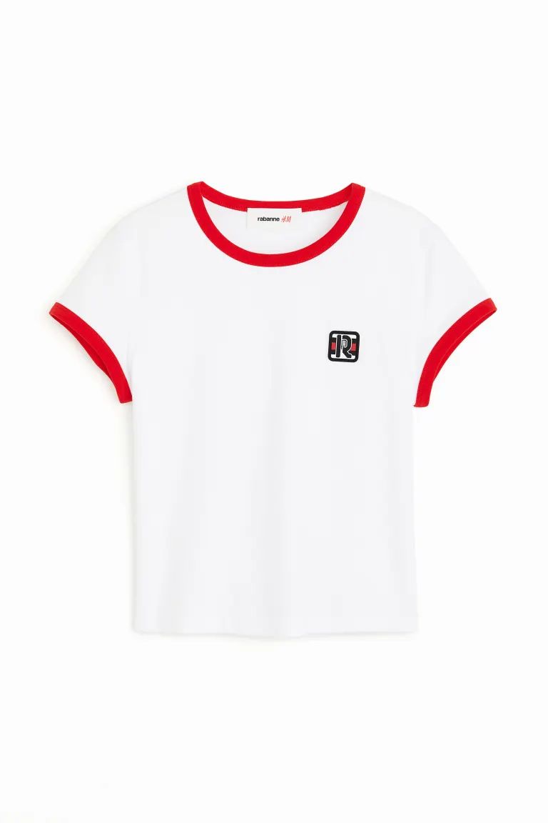 Appliquéd T-shirt - White/R - Ladies | H&M US | H&M (US + CA)