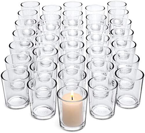 Letine Clear Glass Tealight Candle Holder- Glass Votive Candle Holders Bulk Set of 36 - Clear Can... | Amazon (US)