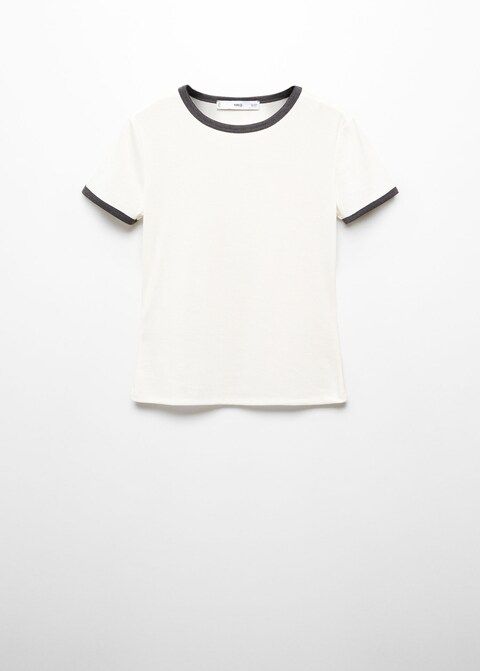Two-tone short-sleeved t-shirt -  Women | Mango USA | MANGO (US)