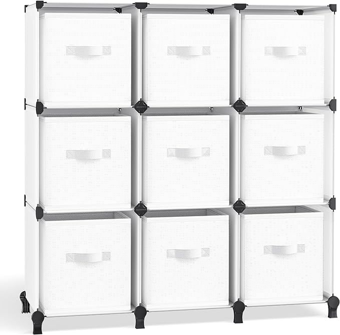 SONGMICS Cube Storage Organizer with Storage Boxes, Set of 9-Cube Organizer, 9 Collapsible Non-Wo... | Amazon (US)