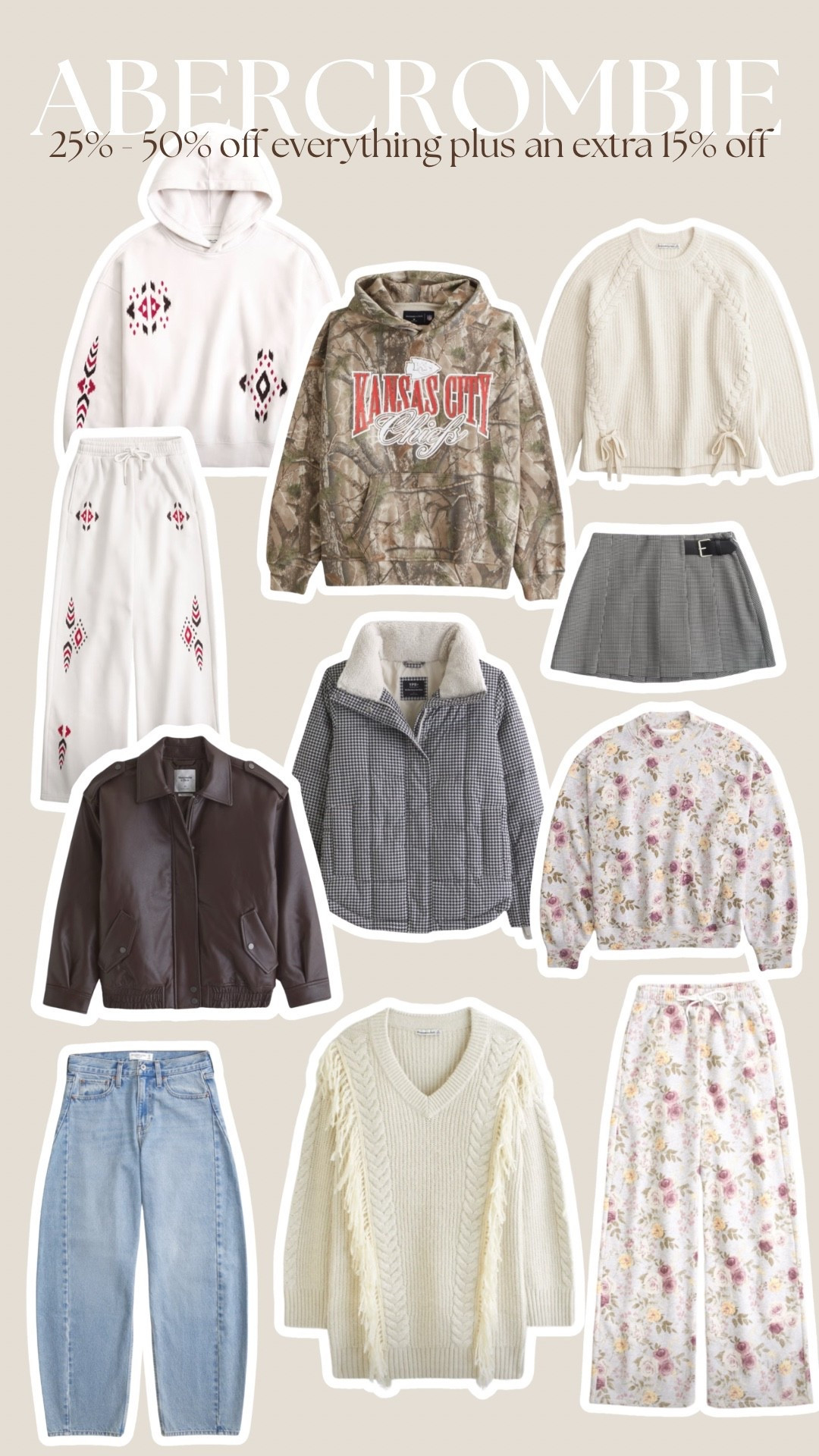 Abercrombie Black Friday & cyber Monday sale! 25-50% off everything plus an extra 15% off with code CYBERAF 

#LTKFindsUnder50 #LTKU #LTKCyberWeek