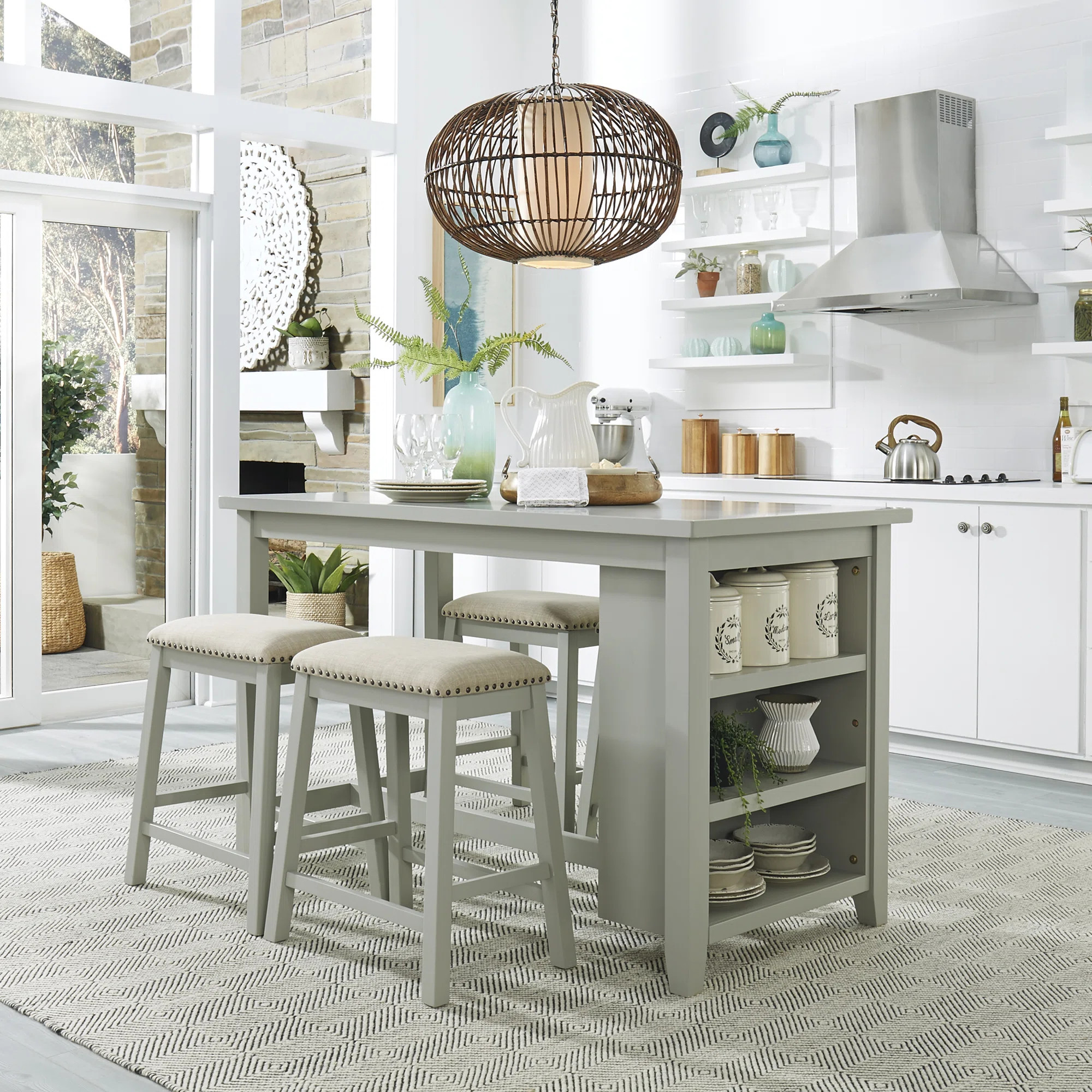 Latour Counter Height Dining Table Set w/ Upholstered Stools | Wayfair North America