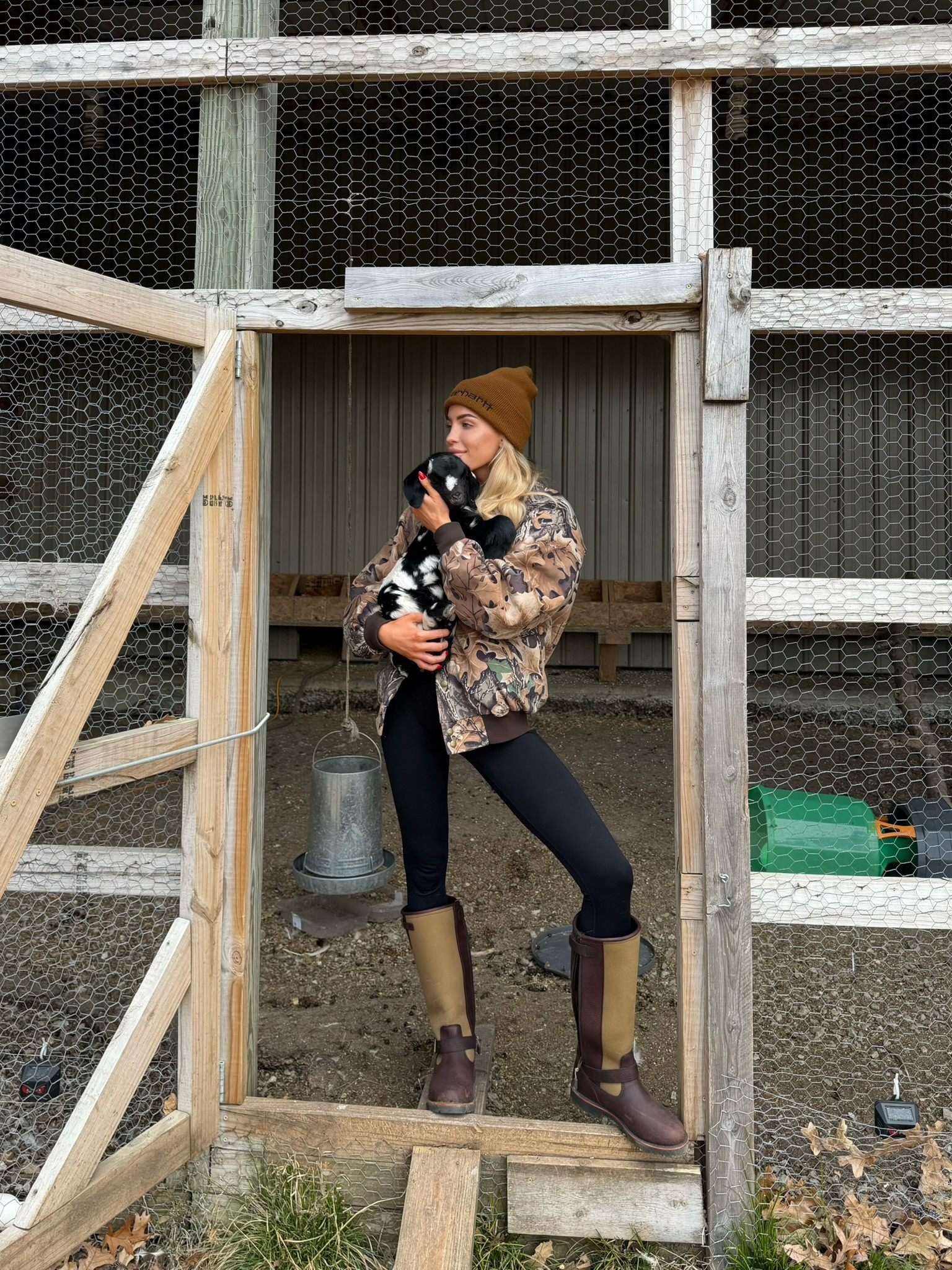 Country outfit of the day 🤎🐄 My favorite camo jacket, Carhartt beanie, black leggings, and tall boots have become my go-to farm outfit for chilly mornings on the ranch. If you're looking for country fashion inspiration, a comfortable farm outfit, or casual fall and winter outfit ideas, this look checks all the boxes.

So grateful for experiences like these and getting a behind-the-scenes look at my life on the farm on McBee Dynasty. I've linked everything I'm wearing in my LTK so you can recreate the look. 🤎✨ 

 #CountryGirlStyle #CountryFashion #FarmLife #FarmStyle #CamoJacket #CarharttBeanie #BeanBoots #WesternStyle #CountryOutfit #CasualStyle #CozyOutfit #OOTD #OutfitInspiration #LTKStyle #LTKFinds #LTKCreator #ShopMyLook #WinterStyle #FallFashion #McBeeDynasty #CountryLiving #RuralLifestyle #FashionInspo #EverydayStyle #OutdoorStyle