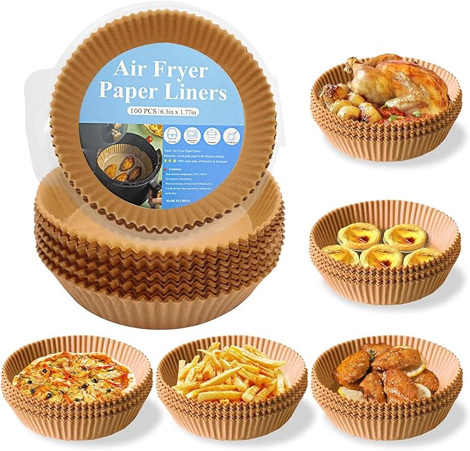 Air Fryer Disposable Paper 100 Pcs Round Non-Stick Paper Prime Oil-proof Parchment Paper Cooking ... | Amazon (US)