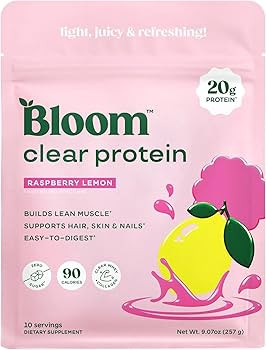 Bloom Whey Clear Protein, Raspberry Lemonade 10 servings, 9.07 fl oz | Amazon (US)