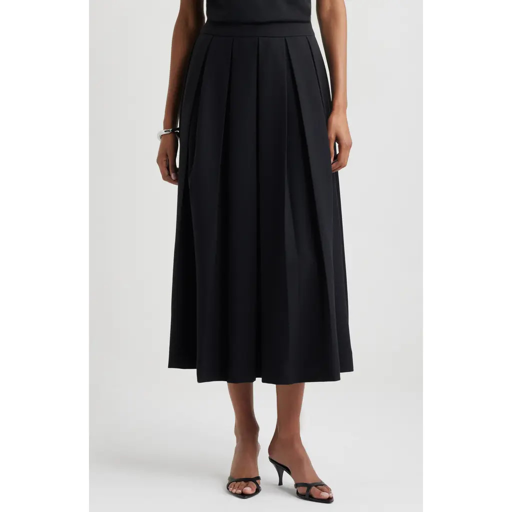 Nordstrom Pleated Midi Skirt in Black at Nordstrom Rack, Size Small | Nordstrom Rack