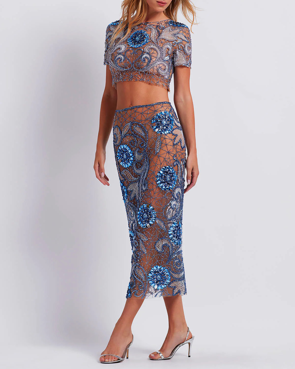 HAND-BEADED TULLE MIDI SKIRT (EXCLUSIVE) | PatBO