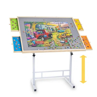 Adjustable Puzzle Table With Drawers 1500 Piece, Angle & Height Adjustable Jigsaw Puzzle Table With| 35"X26" Tilting Puzzle Board For Adults And Child | Wayfair North America