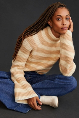 Maeve Mock Neck Striped Sweater | Anthropologie (US)