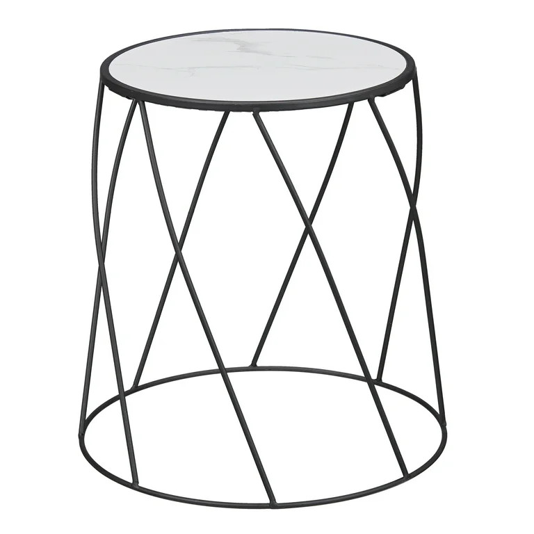 Better Homes & Gardens 15" Round Matte Black Faux Marble Top Plant Stand - Walmart.com | Walmart (US)