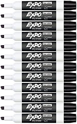 Black Chisel Tip Dry Erase Markers Low Odor, Perfect for School, Office, and Home (Variation Pack... | Amazon (US)