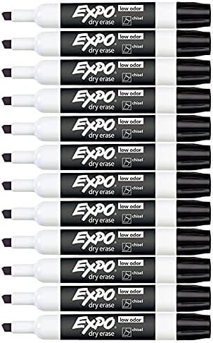 Black Chisel Tip Dry Erase Markers Low Odor, Perfect for School, Office, and Home (Variation Pack... | Amazon (US)