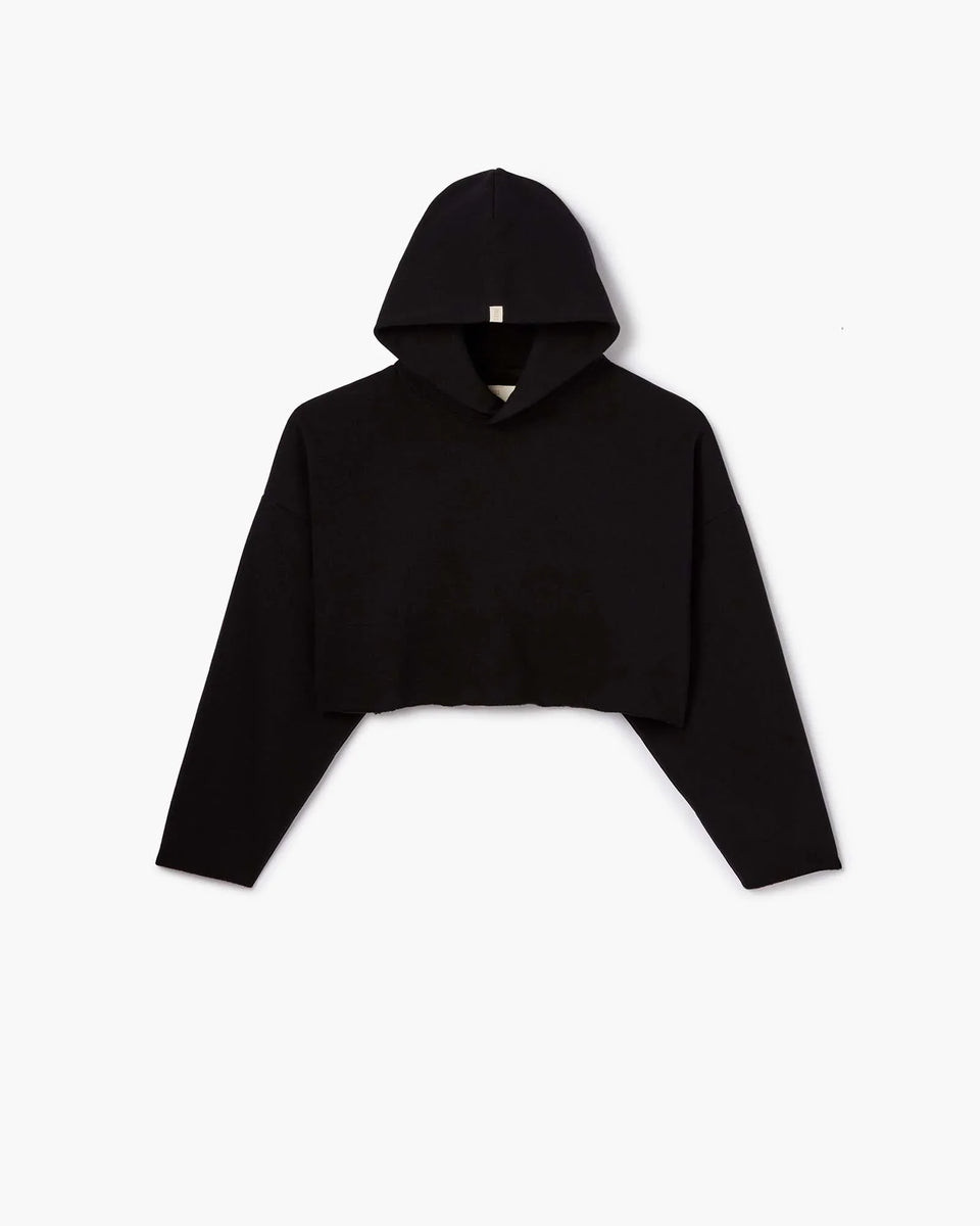 Core Fleece Cropped Hoodie in Black | Sweatshirts | Women's Clothing | TKEES