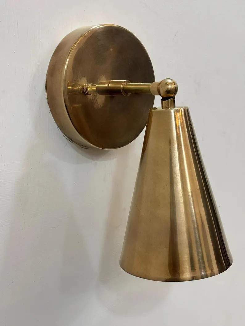 Mid Century Modern Brass Cone Wall Sconce | Italian Lighting - Etsy | Etsy (US)