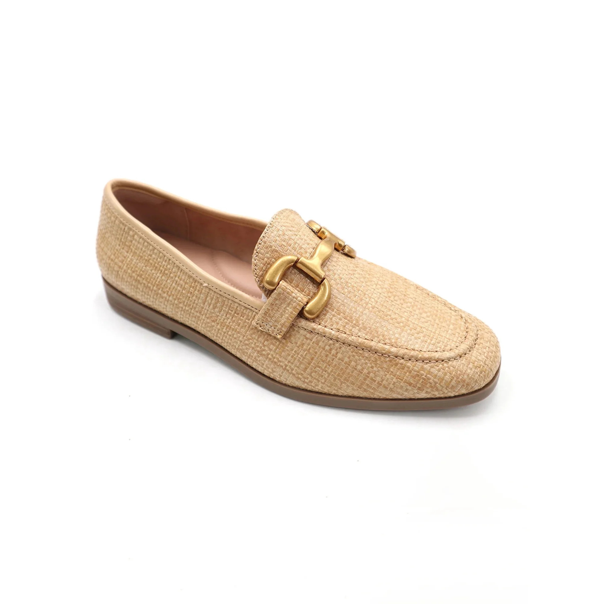 Time and Tru Women's Faux Raffia Buckle Loafers, Sizes 6-11 | Walmart (US)