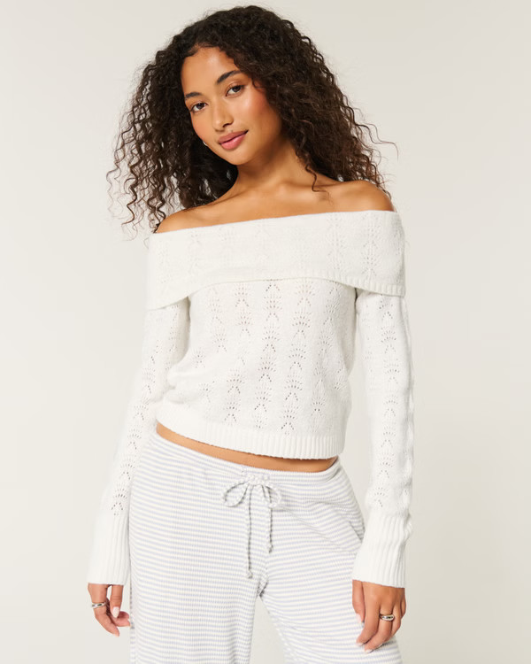 Women's Hollister Comfy Cloud Stitchy Off-the-Shoulder Sweater | Women's Clearance | HollisterCo.... | Hollister (US)