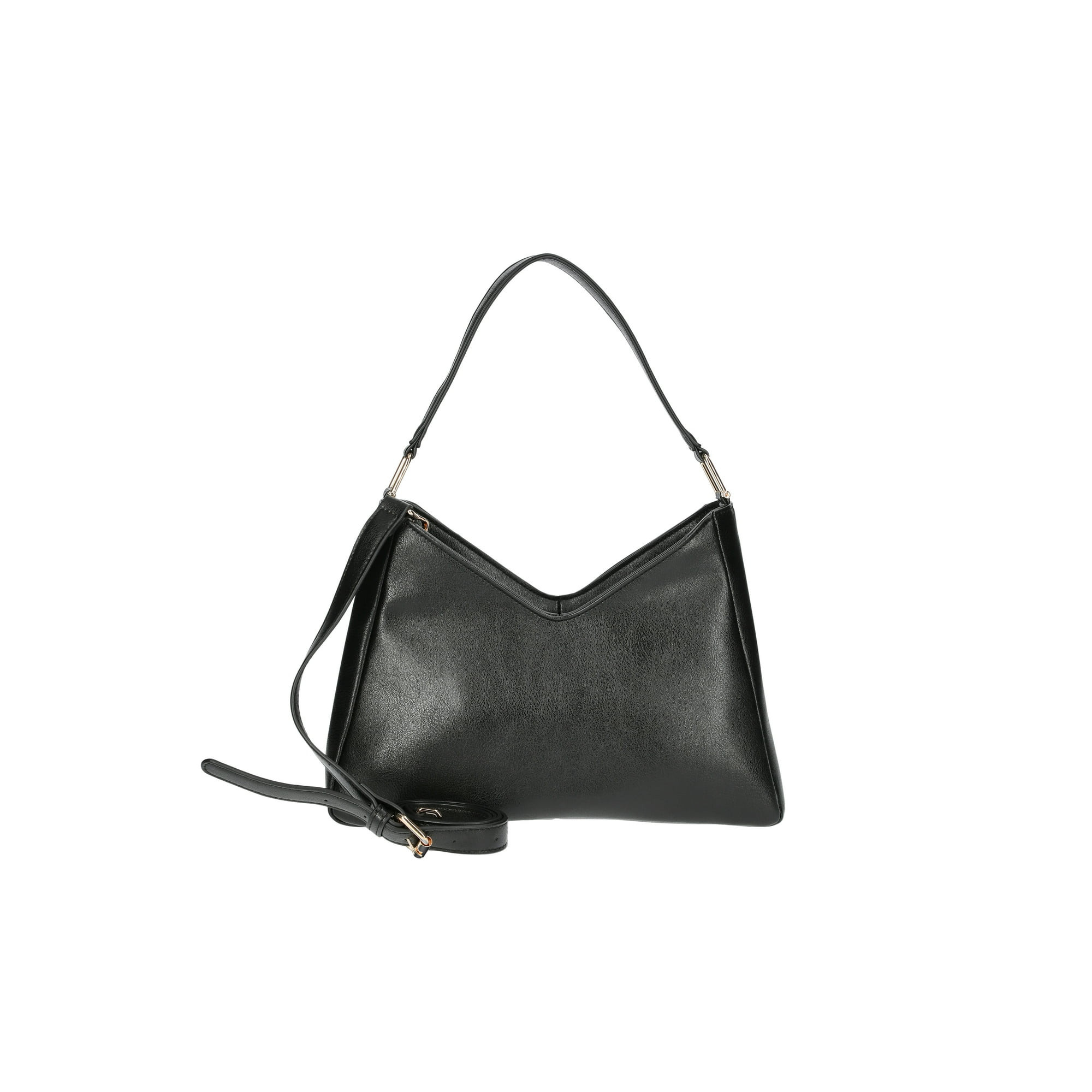 Time and Tru Women's River Soft Faux Suede Shoulder Hobo Bag, Black | Walmart (US)