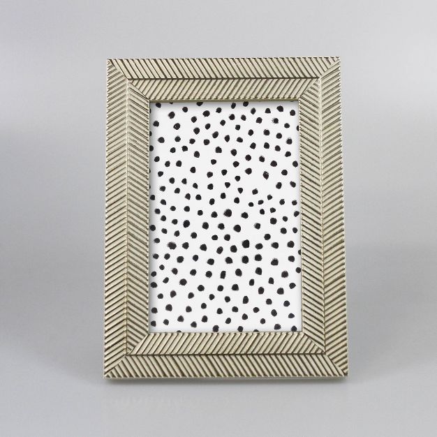 7.63"x5.63" Organic Herringbone Tabletop Frame Gold/White - Opalhouse™ | Target