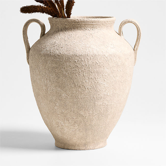 Antiguo White Terracotta Vase 16" + Reviews | Crate & Barrel | Crate & Barrel