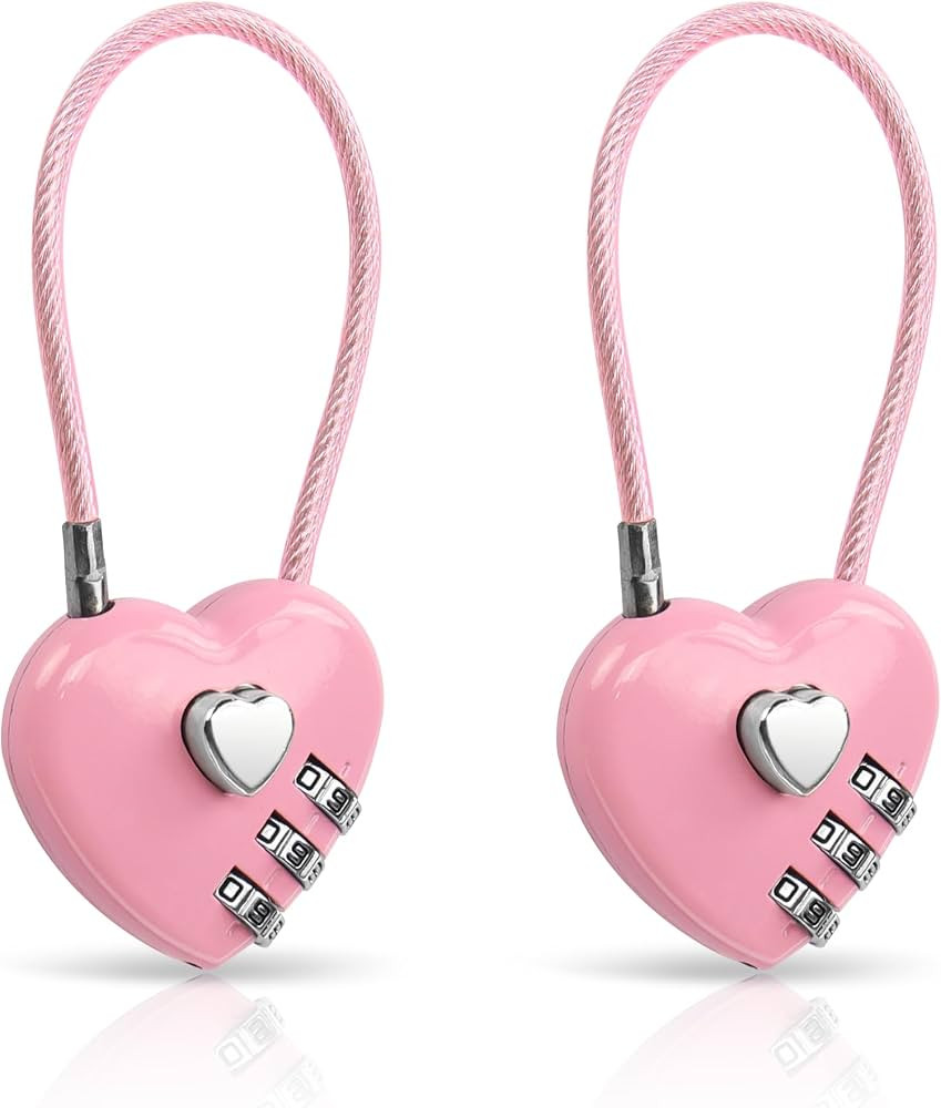 YAODHAOD 2 Pack Combination Lock, 3 Digit Heart Shaped Padlock for School Gym Locker, TSA Approve... | Amazon (US)
