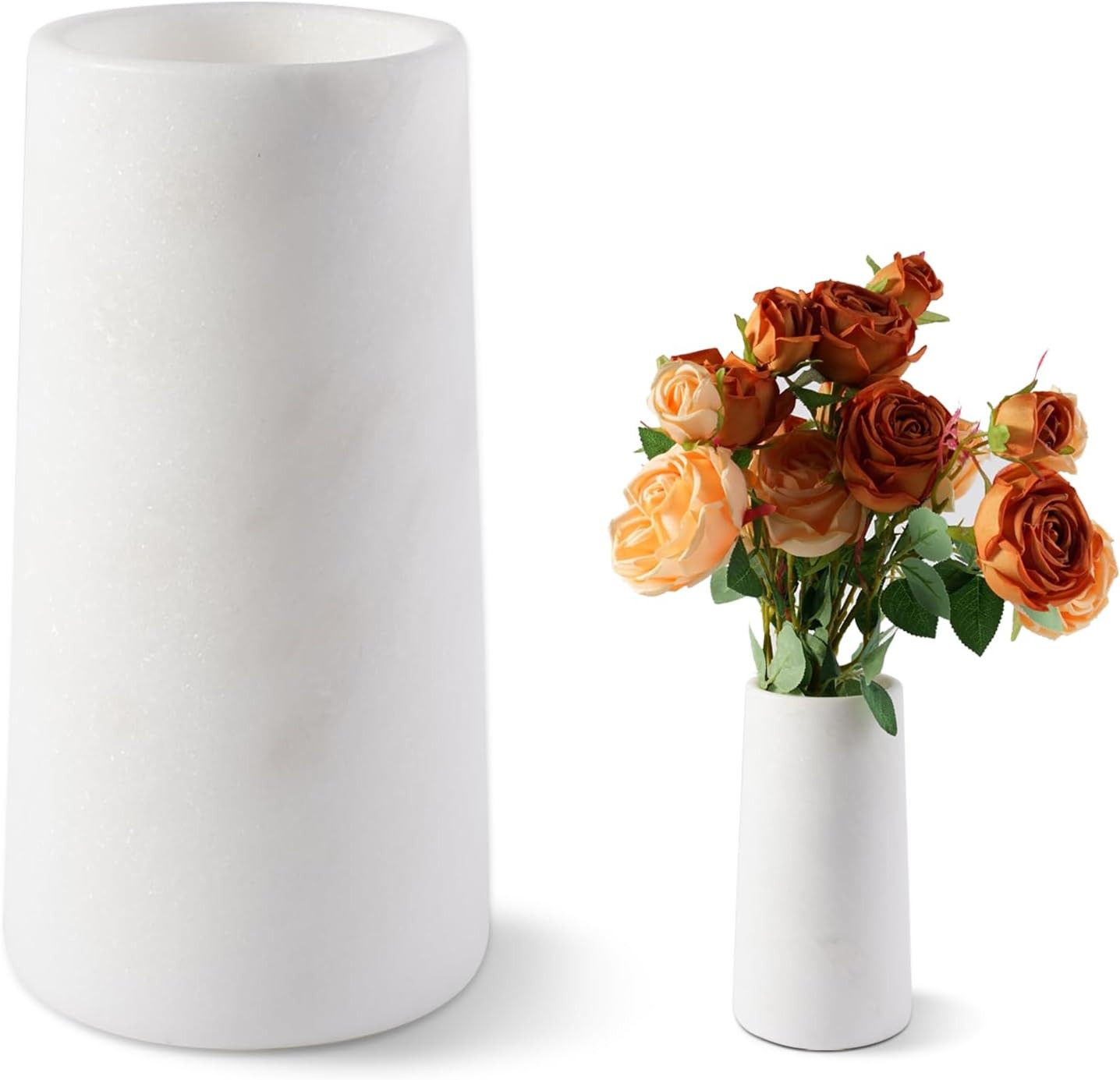 Koville Marble Vase, Decorative Minimalist White Flower Vase for Home Table Kitchen Office Living... | Amazon (US)