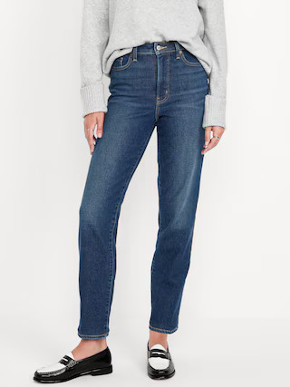 High-Waisted Built-In Warm OG Straight Ankle Jeans | Old Navy (US)