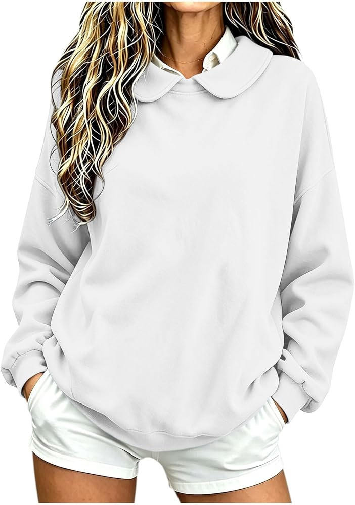Sweatshirt for Women Peter Pan Collar Long Sleeve Pullover Tops | Amazon (US)