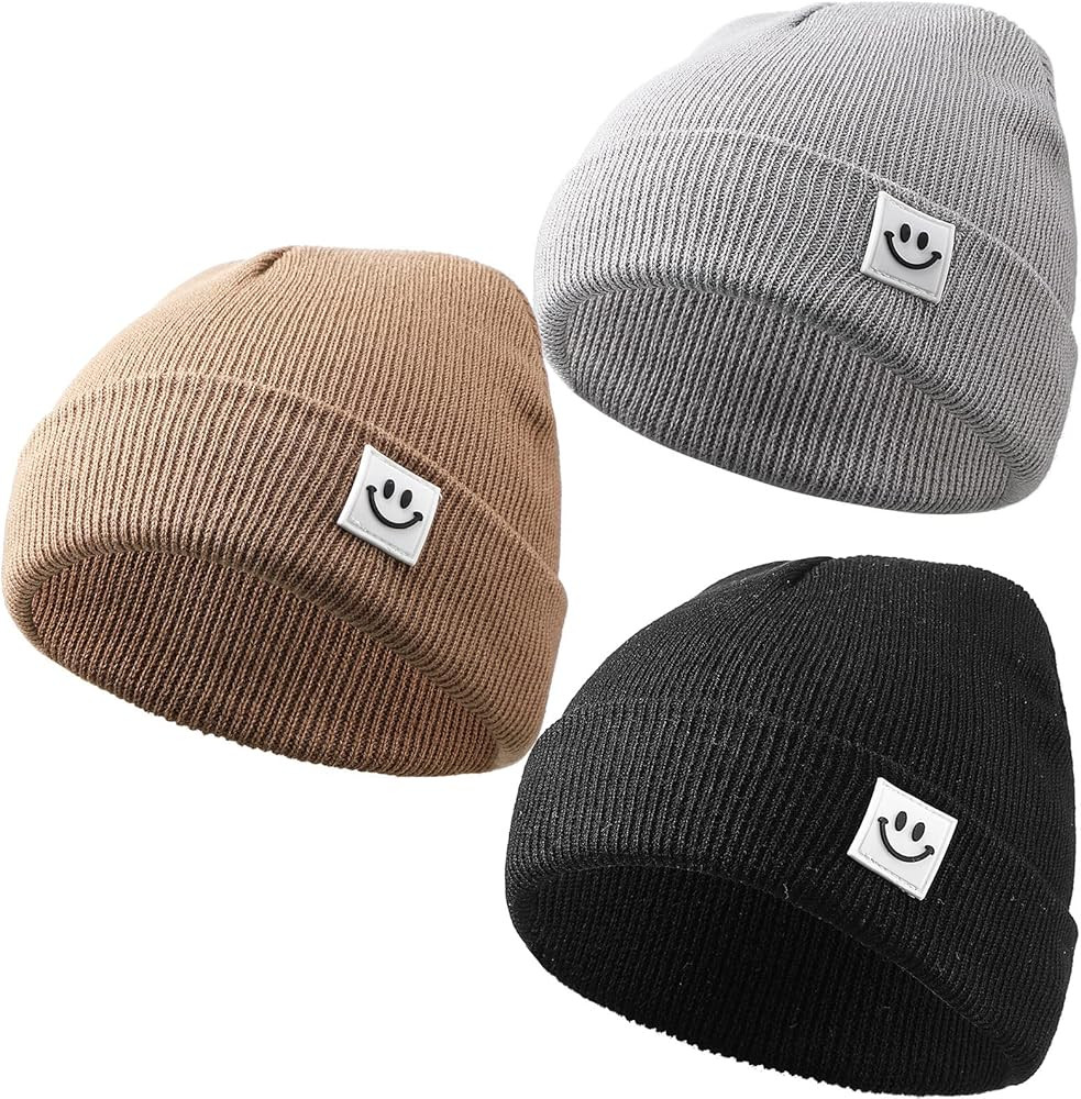 Coume 3 Pcs Baby Knitted Beanie Hats Toddler Kids Beanie Caps Soft Warm Knit Baby Winter Hat Smil... | Amazon (US)