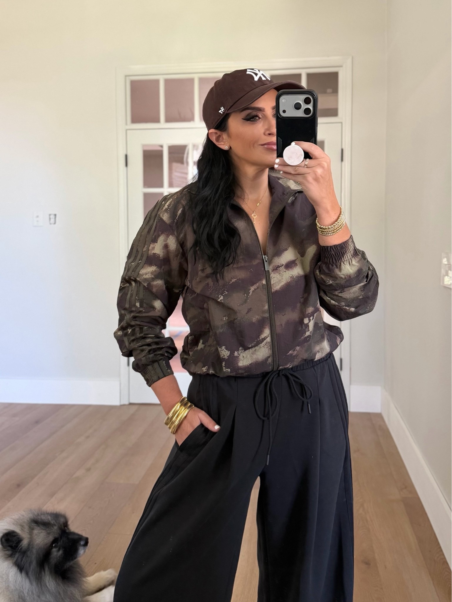 Adidas Camouflage adilenium track pants wearing size small. Adidas wide leg pants wearing size small