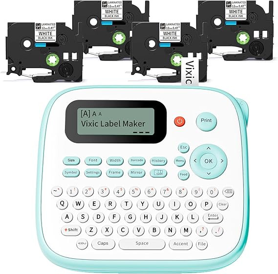 Vixic Label Maker, D210S Label Maker Machine with 4 Laminated Tapes, 12mm Labeler Labelmaker with... | Amazon (US)