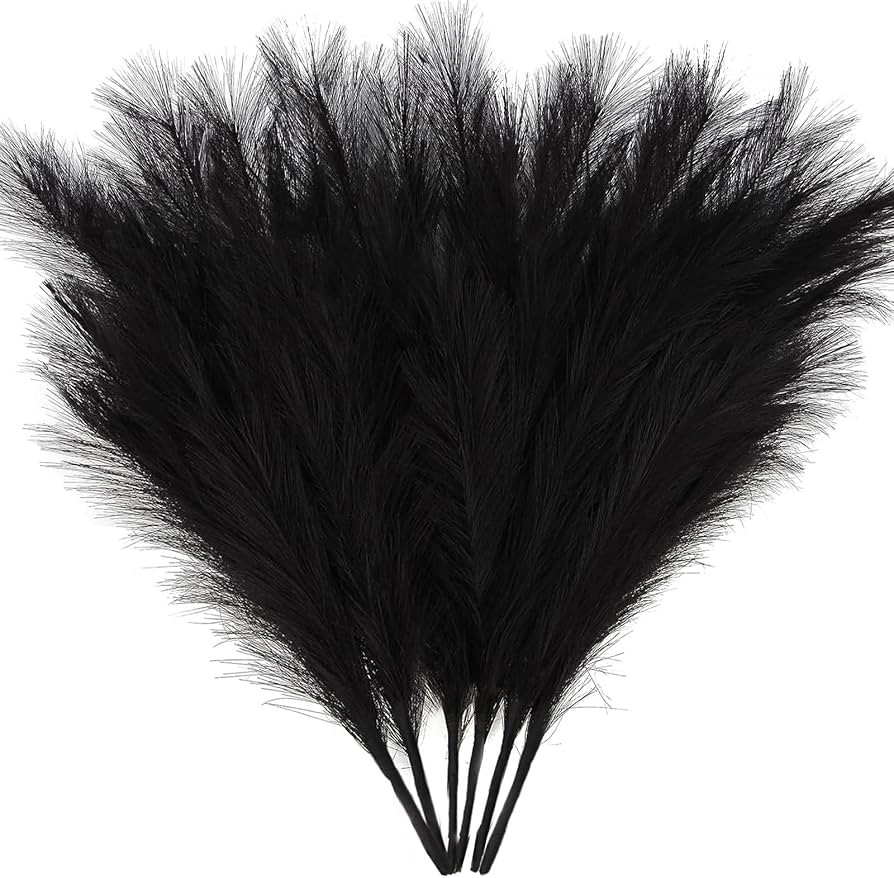 ZIFTY Gothic Faux Pampas Grass Decor 17" 6PCS Handmade Boho Decor Black | Amazon (US)