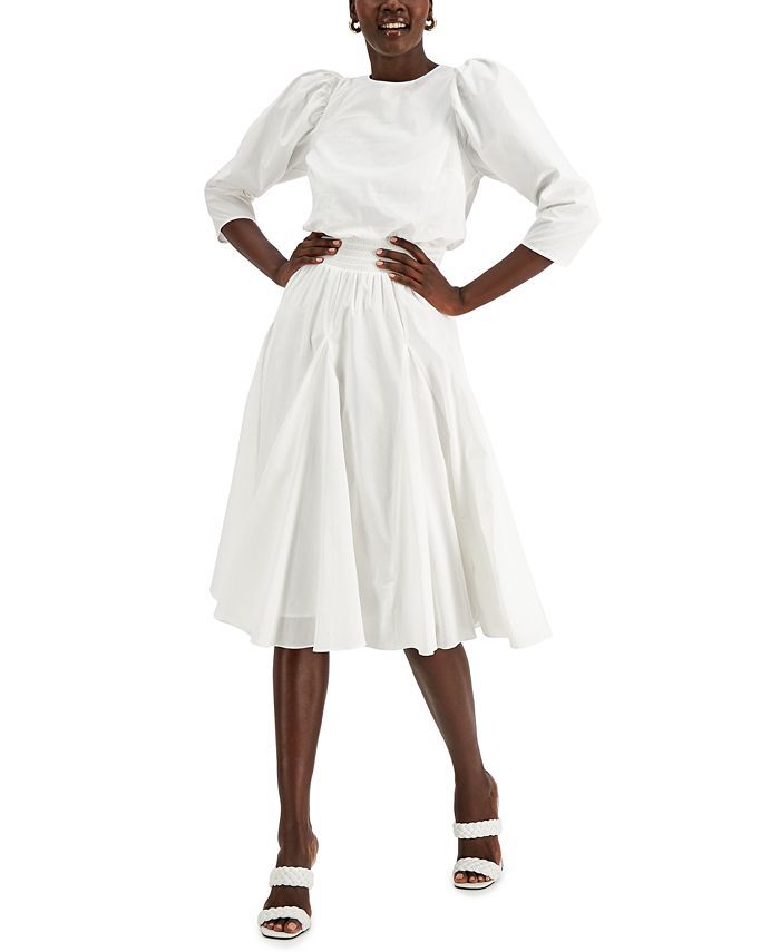 INC Smocked Cotton Midi Dress, Created for Macy's | Macys (US)
