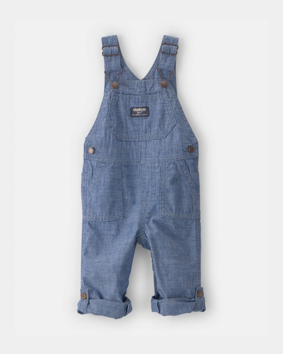 Baby Boy Chambray Cuffed Overalls - Medium Wash - OshKosh B'gosh | Carter's | Carter's Inc