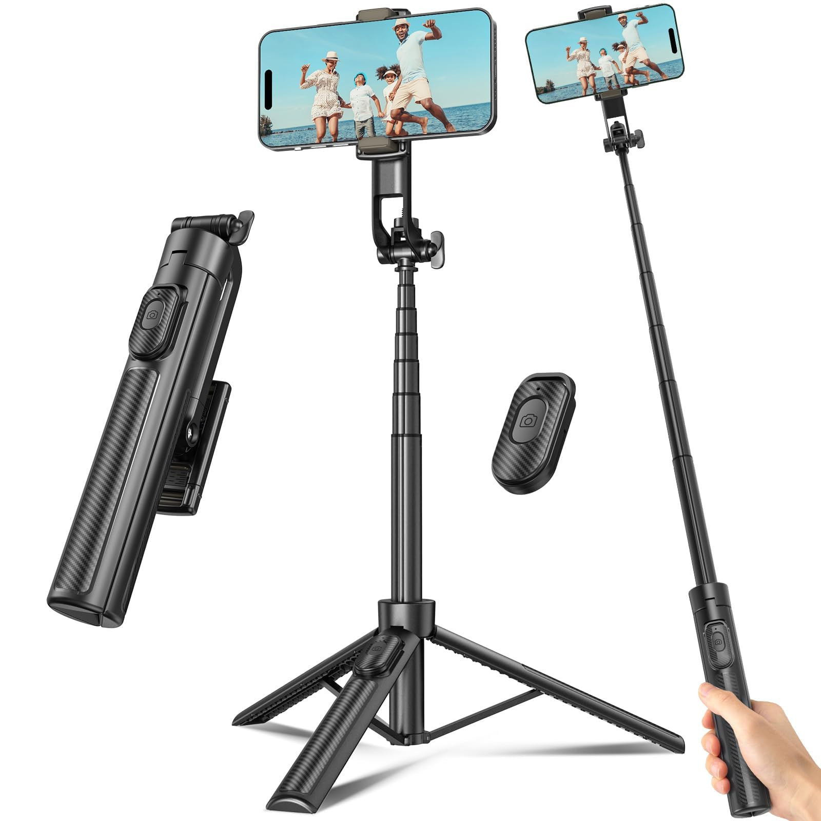 Selfie Stick Travel Tripod for Cell Phone with Remote Control and Phone Holder, Extendable Selfie... | Amazon (US)
