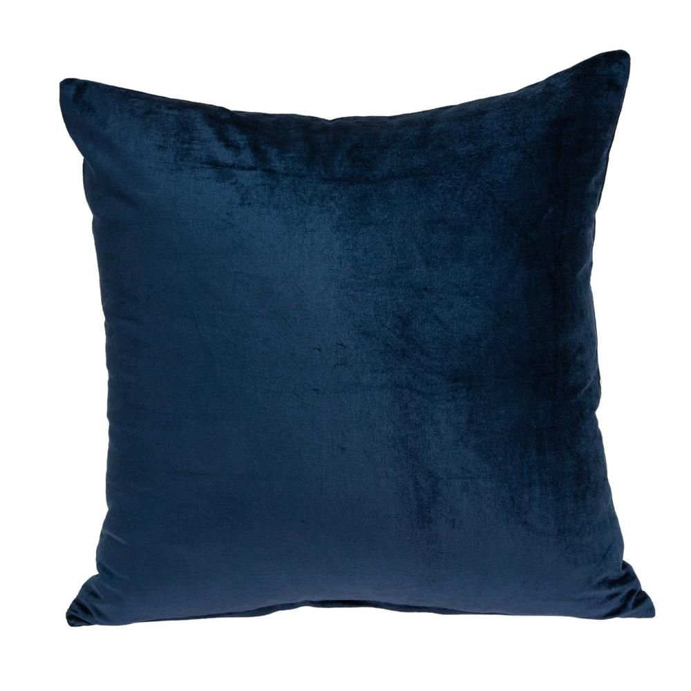 HomeRoots Jordan Transitional Navy Blue Solid Pillow Cover with Poly Insert | The Home Depot
