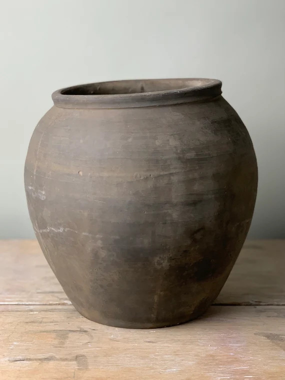 Large Vintage Black Grey Pot {D} (Free Shipping) | Etsy (US)