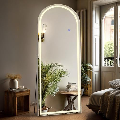 DUMOS Arched Full Length Mirror with Light, 20"x63" LED Floor Standing Mirror with 3 Color Lights... | Amazon (US)
