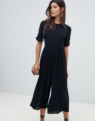 ASOS DESIGN tea jumpsuit with ruched sleeve detail | ASOS (Global)