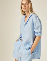 The Boyfriend: Linen, Sky Blue Stripe | With Nothing Underneath
