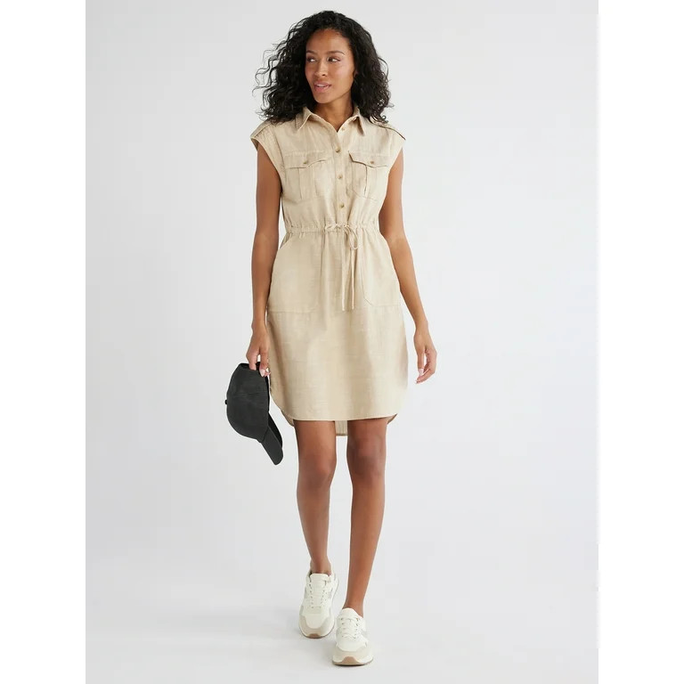 Time and Tru Women's  and Women's Plus Short Sleeve Utility Shirt Dress, Sizes XS-4X | Walmart (US)