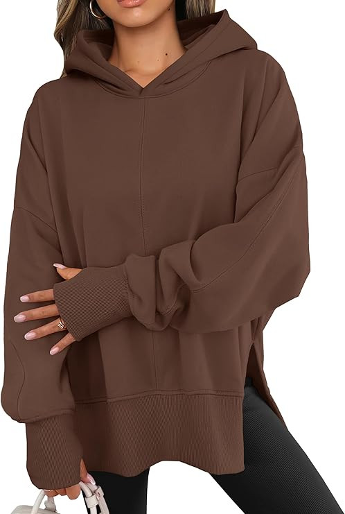 ANRABESS Womens Oversized Hoodies Long Sleeve Fleece Side Slit Hooded Sweatshirts Pullover 2025 F... | Amazon (US)