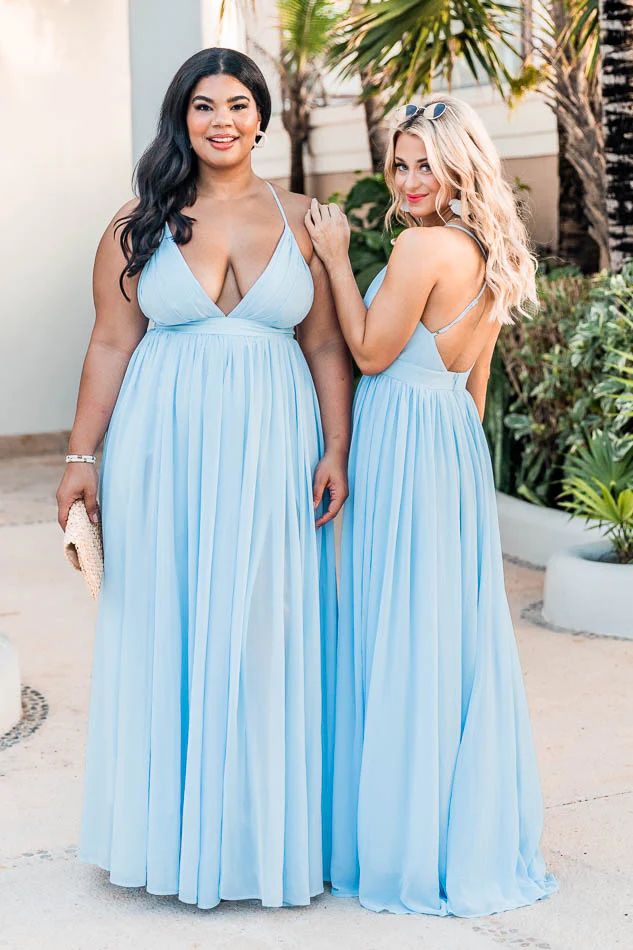 It All Begins With Love Light Blue Maxi Dress | Pink Lily