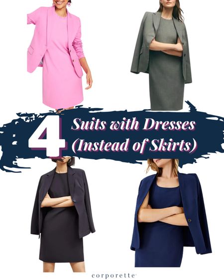 We just updated our hunt on where to find suits with DRESSES instead of skirts -- an easy, no-fuss look that really simplifies dressing for success at a corporate office (or for a big day or interview at a business casual office)! 

#LTKworkwear