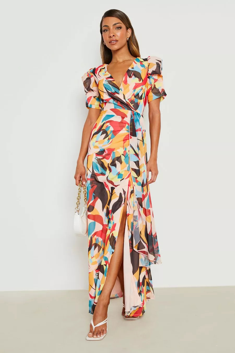 Abstract Print Wrap Maxi Dress | Boohoo.com (UK & IE)