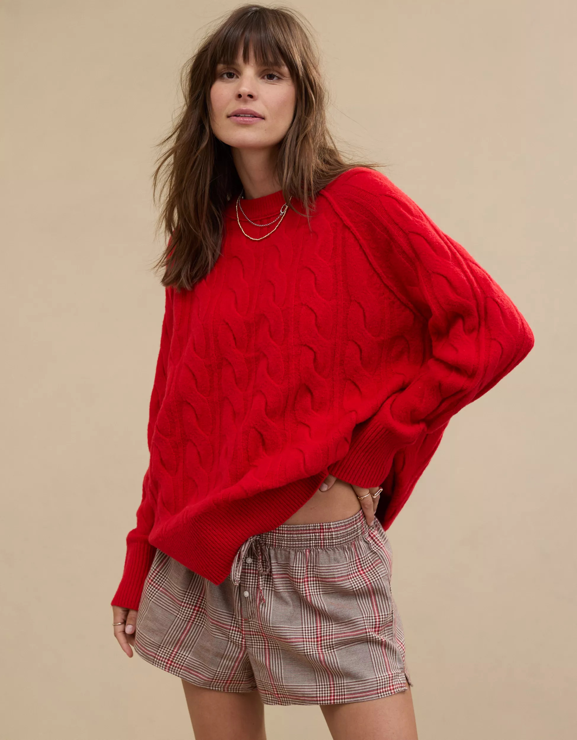 Aerie Unreal Cable Crew Sweater | Aerie