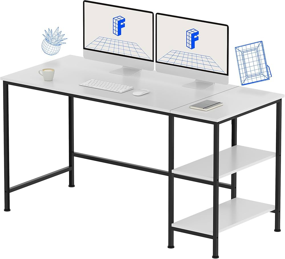 FLEXISPOT 55 inch Computer Desk with Reversible Storage Shelves Home Office Desk Workstation Wood... | Amazon (US)