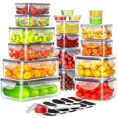 40 PCS Food Storage Containers with Lids Airtight (20 Containers & 20 Lids), Plastic Storage Meal Prep Container-Stackable 100% Leakproof & Microwave Organization and Storage Sets, Lunch Containers | Amazon (US)