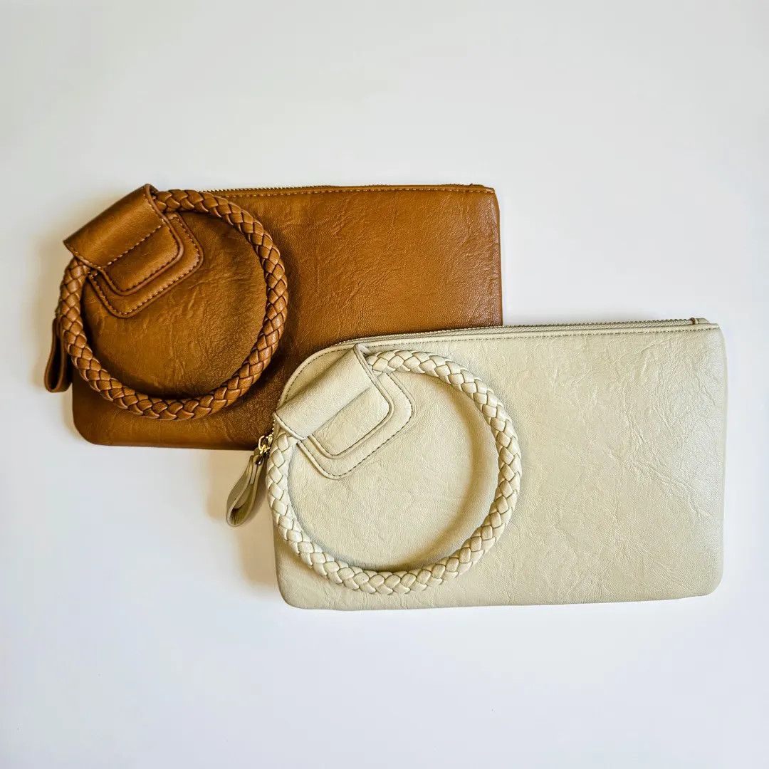 Vegan Leather Wristlet Purse, Minimalist Neutral Clutch, Zippered Envelope Bag - Etsy | Etsy (US)