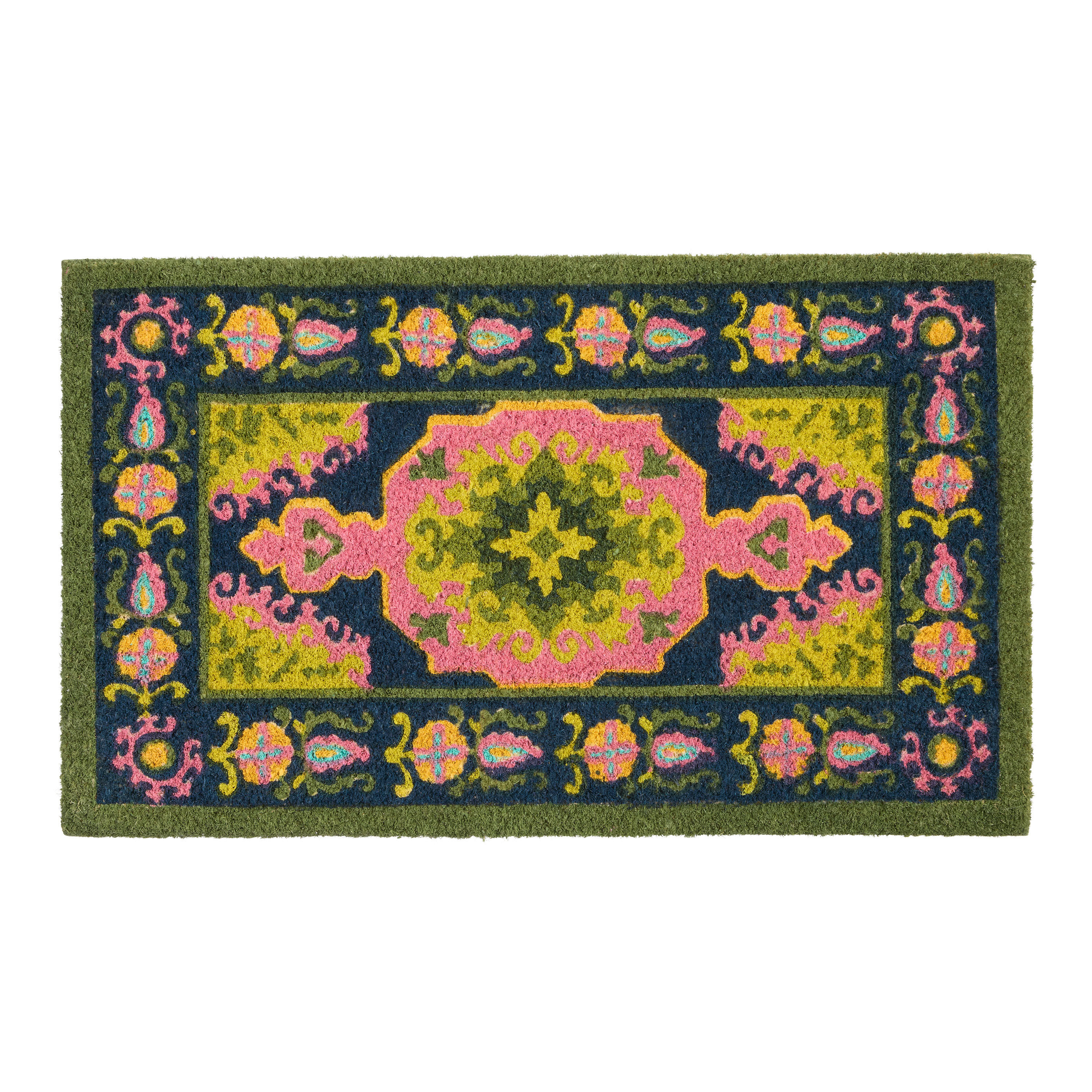 Multicolor Floral Traditional Style Coir Doormat | World Market