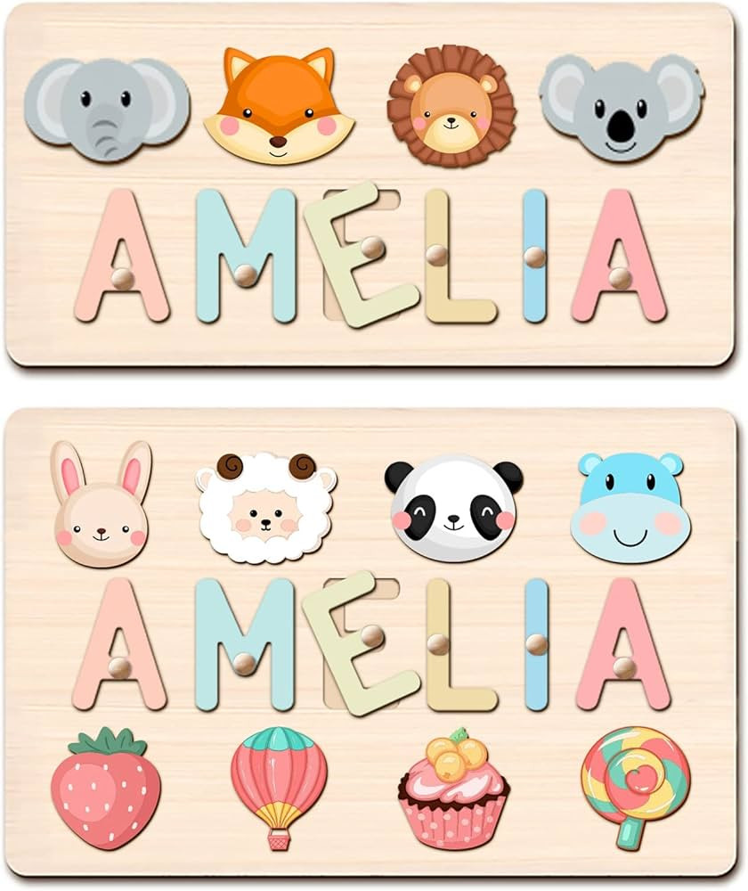 Name Puzzles for Kids Personalized Baby Gifts for Boys Girls Wooden Puzzle Toys for Toddler 1-3 C... | Amazon (US)
